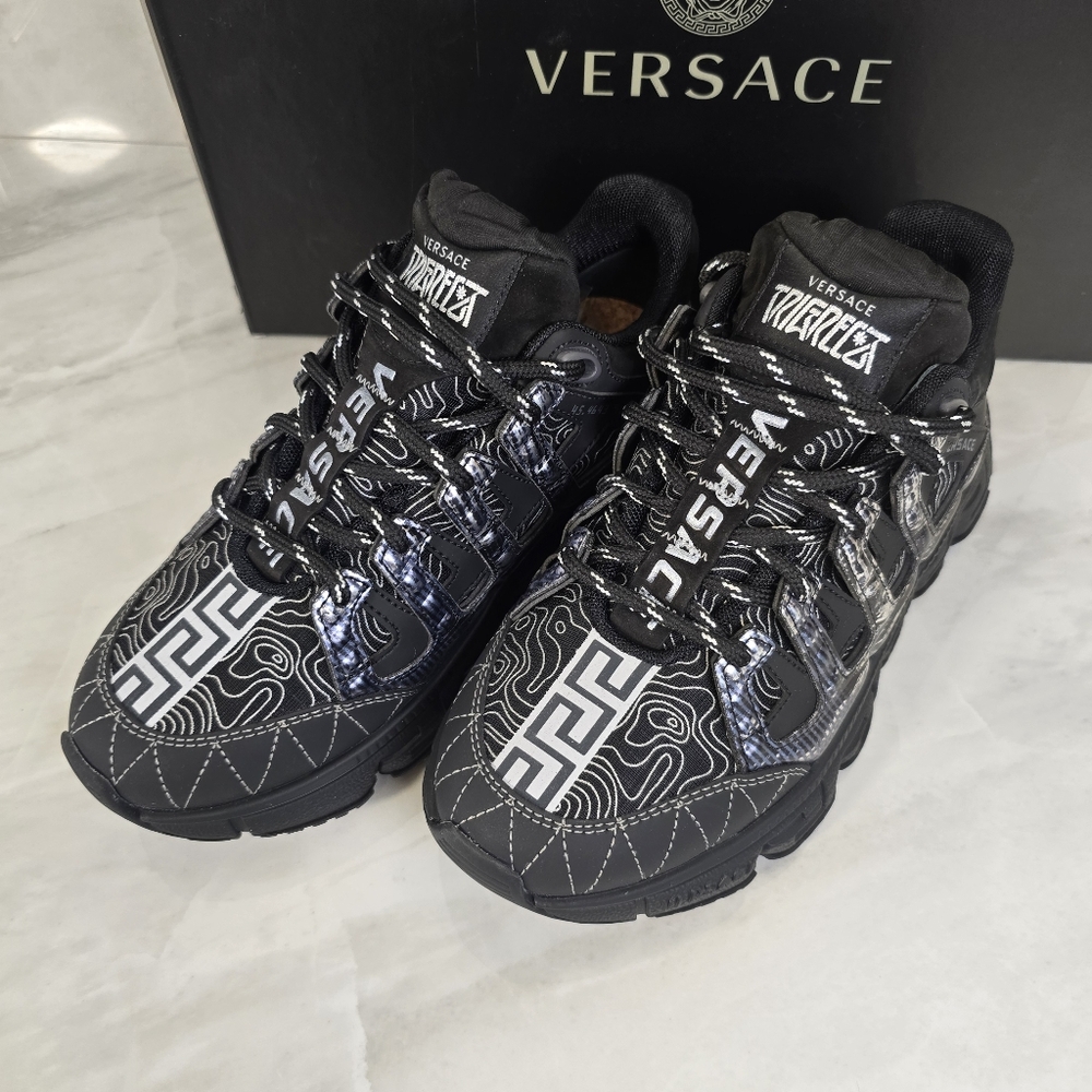 Versace Silver and Black Sneakers